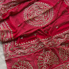 Pure Gajji Silk Dupatta with Handcrafted Gotta Patti, Zardozi & Pearl Work