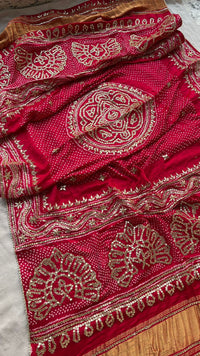 Pure Gajji Silk Dupatta with Handcrafted Gotta Patti, Zardozi & Pearl Work