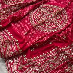 Pure Gajji Silk Dupatta with Handcrafted Gotta Patti, Zardozi & Pearl Work