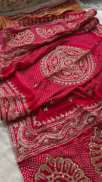 Pure Gajji Silk Dupatta with Handcrafted Gotta Patti, Zardozi & Pearl Work