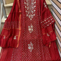 Mul Chanderi Kalidar Kurta Dupatta Set - Semi-Stitched Elegance