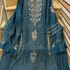Mul Chanderi Kalidar Kurta Dupatta Set - Semi-Stitched Elegance