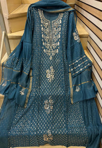 Mul Chanderi Kalidar Kurta Dupatta Set - Semi-Stitched Elegance