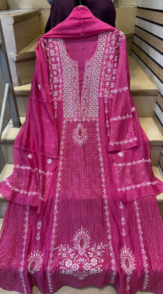 Mul Chanderi Kalidar Kurta Dupatta Set - Semi-Stitched Elegance