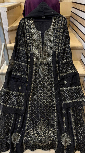 Mul Chanderi Kalidar Kurta Dupatta Set - Semi-Stitched Elegance