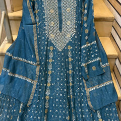 Mul Chanderi Kalidar Kurta Dupatta Set - Semi-Stitched Elegance