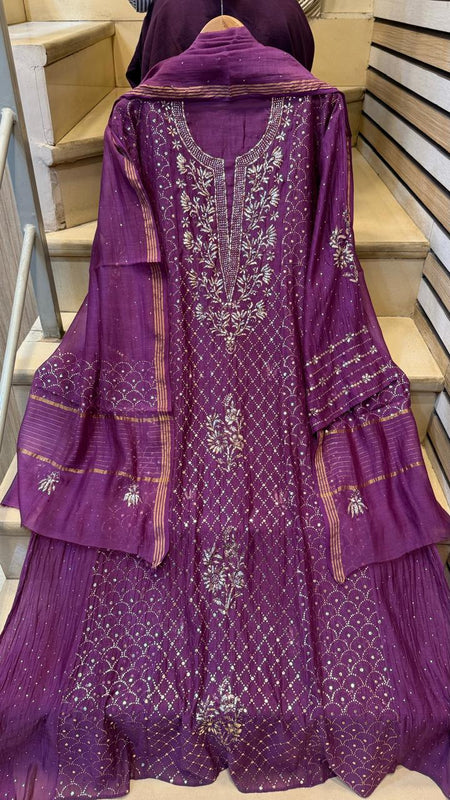 Mul Chanderi Kalidar Kurta Dupatta Set - Semi-Stitched Elegance