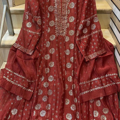 Mul Chanderi Kalidar Kurta Dupatta Set - Semi-Stitched Elegance