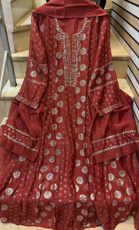 Mul Chanderi Kalidar Kurta Dupatta Set - Semi-Stitched Elegance