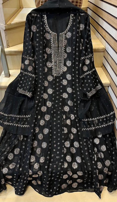 Mul Chanderi Kalidar Kurta Dupatta Set - Semi-Stitched Elegance