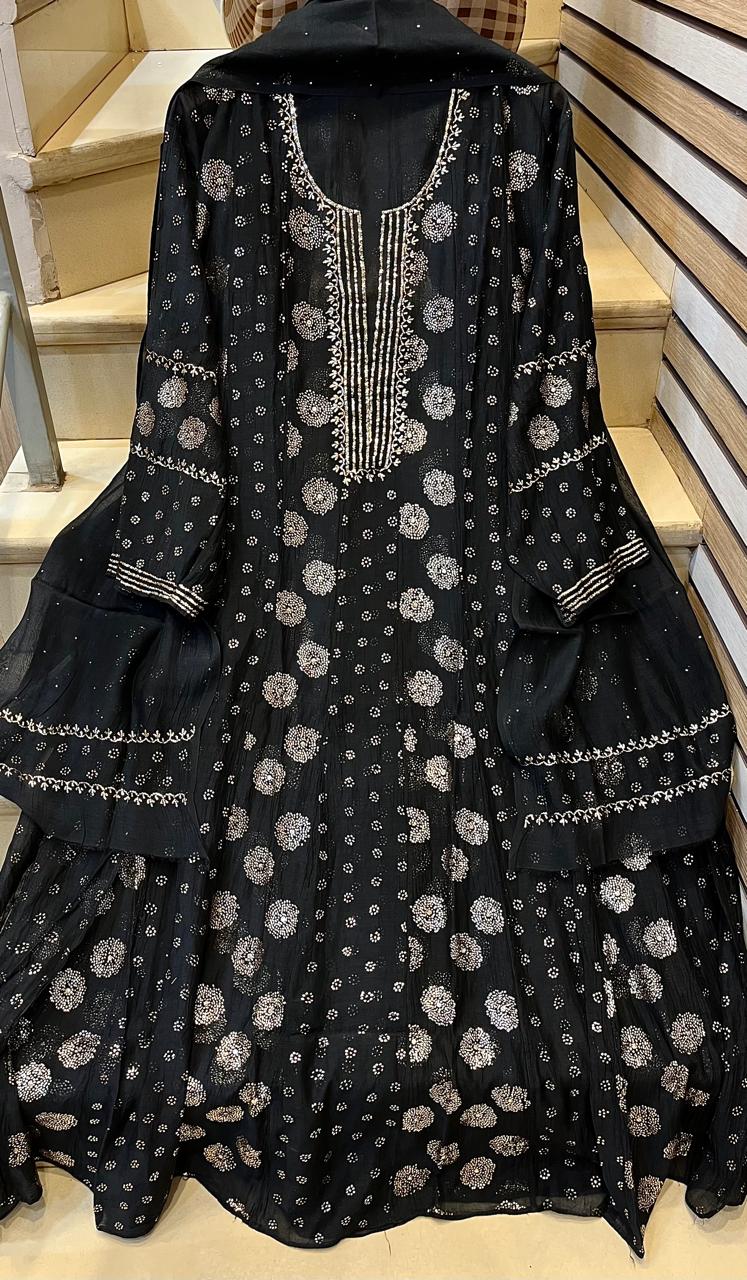 Mul Chanderi Kalidar Kurta Dupatta Set - Semi-Stitched Elegance