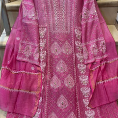 Mul Chanderi Kalidar Kurta Dupatta Set - Semi-Stitched Elegance