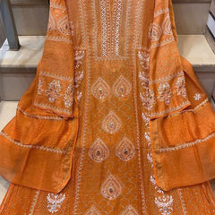 Mul Chanderi Kalidar Kurta Dupatta Set - Semi-Stitched Elegance