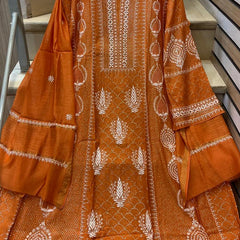 Mul Chanderi Kalidar Kurta Dupatta Set - Semi-Stitched Elegance