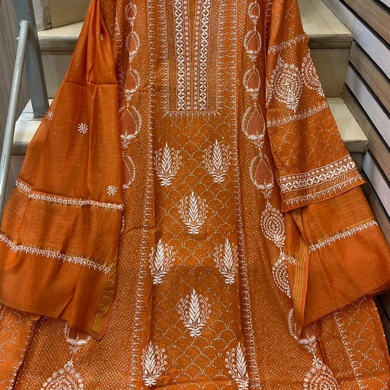 Mul Chanderi Kalidar Kurta Dupatta Set - Semi-Stitched Elegance
