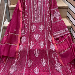 Mul Chanderi Kalidar Kurta Dupatta Set - Semi-Stitched Elegance
