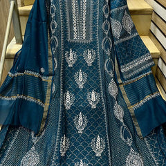 Mul Chanderi Kalidar Kurta Dupatta Set - Semi-Stitched Elegance