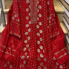 Mul Chanderi Kalidar Kurta Dupatta Set - Semi-Stitched Elegance