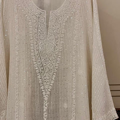 Mul Chanderi Kurta Dupatta Set with Pearl, Sequin & Katdana Embellishments