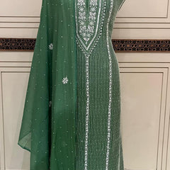 Mul Chanderi Kurta Dupatta Set with Pearl, Sequin & Katdana Embellishments