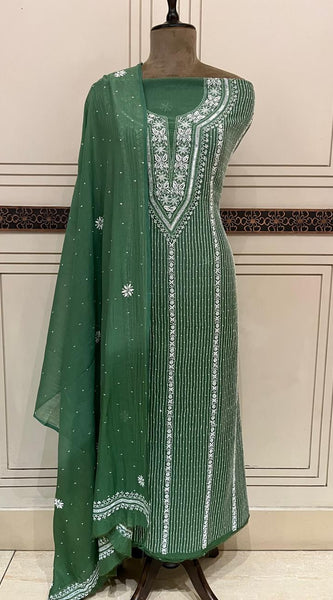 Mul Chanderi Kurta Dupatta Set with Pearl, Sequin & Katdana Embellishments