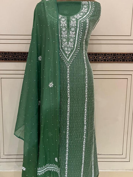 Mul Chanderi Kurta Dupatta Set with Pearl, Sequin & Katdana Embellishments