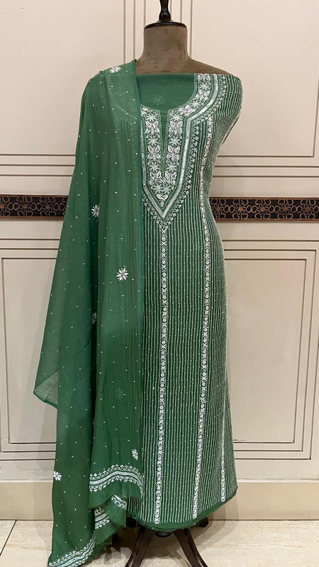 Mul Chanderi Kurta Dupatta Set with Pearl, Sequin & Katdana Embellishments