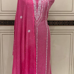 Mul Chanderi Kurta Dupatta Set with Pearl, Sequin & Katdana Embellishments