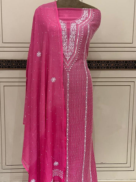 Mul Chanderi Kurta Dupatta Set with Pearl, Sequin & Katdana Embellishments