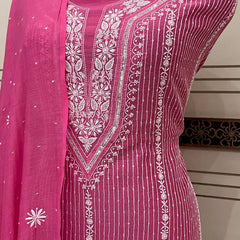 Mul Chanderi Kurta Dupatta Set with Pearl, Sequin & Katdana Embellishments