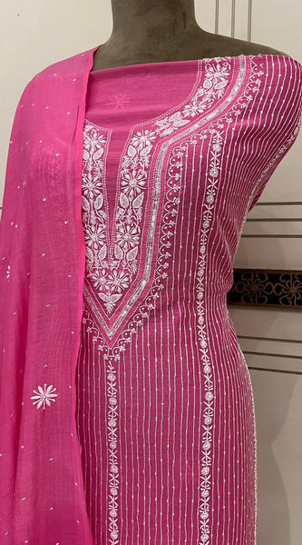 Mul Chanderi Kurta Dupatta Set with Pearl, Sequin & Katdana Embellishments