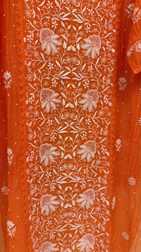 Mul Chanderi Semi-Stitched Kurta Dupatta Set with Pearl, Sequin & Katdana Work