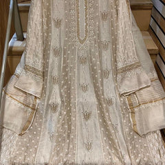 Pure Chanderi Anarkali Kurta Dupatta Set with Pearl, Sequin, Katdana & Kasab Work