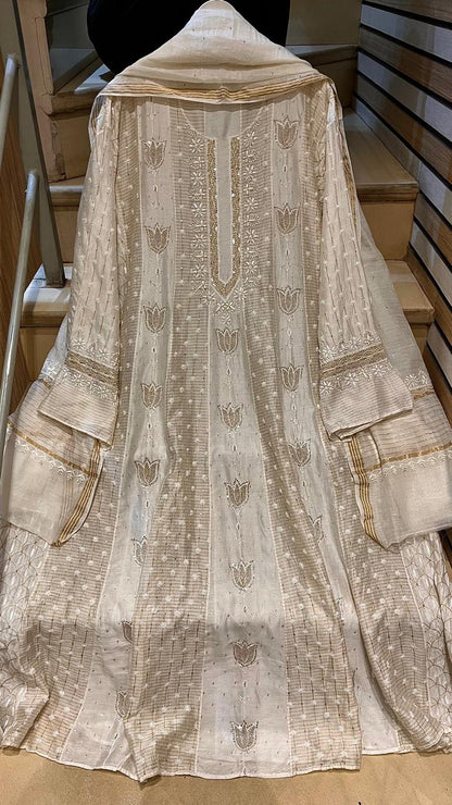 Pearl Sequins Katdana And Kasab On Pure Chanderi · 36 Artisan Hours of work · The Awadh Edit