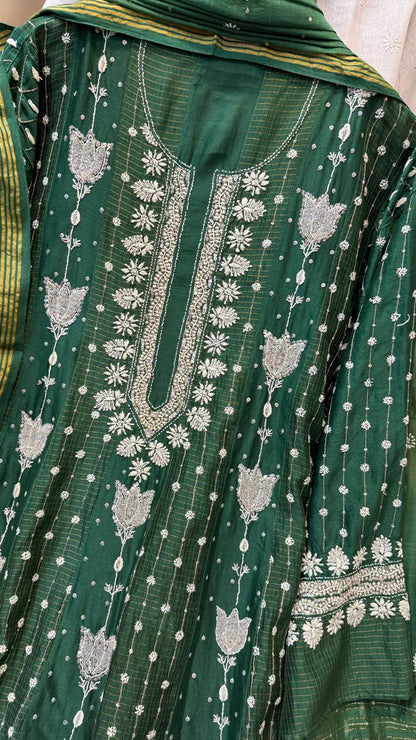 Pearl Sequins Katdana And Kasab On Pure Chanderi · 36 Artisan Hours of work · The Awadh Edit