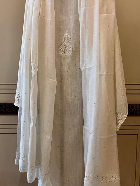 Dyeable Mul Chanderi Kurta Dupatta Set with Elegant Mukaish Work