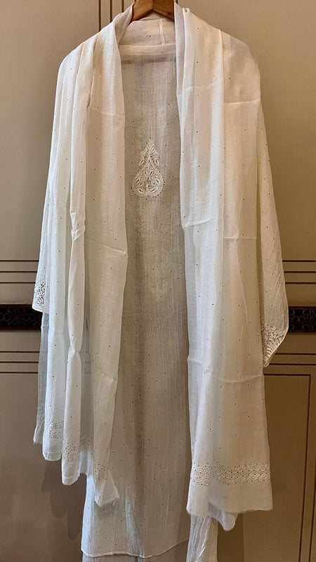 Dyeable Mul Chanderi Kurta Dupatta Set with Elegant Mukaish Work