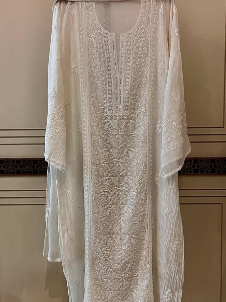 Dyeable Pure Mul Chanderi Kurta Dupatta Set with Pearl, Sequin & Katdana Embellishments