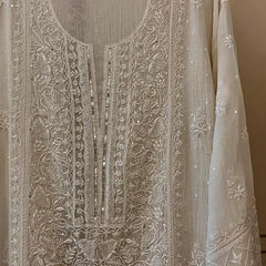 Dyeable Pure Mul Chanderi Kurta Dupatta Set with Pearl, Sequin & Katdana Embellishments