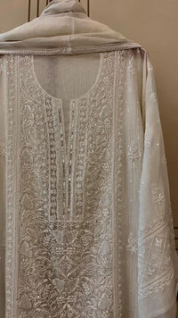 Dyeable Pure Mul Chanderi Kurta Dupatta Set with Pearl, Sequin & Katdana Embellishments
