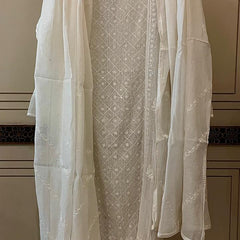 Dyeable Pure Mul Chanderi Kurta Dupatta Set with Pearl, Sequin & Katdana Embellishments