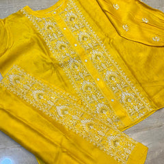 Chanderi Silk Semi-Stitched Coord Set with Elegant Mukaish Work