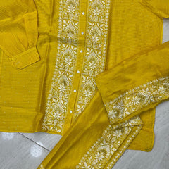 Chanderi Silk Semi-Stitched Coord Set with Elegant Mukaish Work