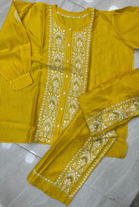 Chanderi Silk Semi-Stitched Coord Set with Elegant Mukaish Work