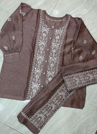 Chanderi Silk Semi-Stitched Coord Set with Elegant Mukaish Work
