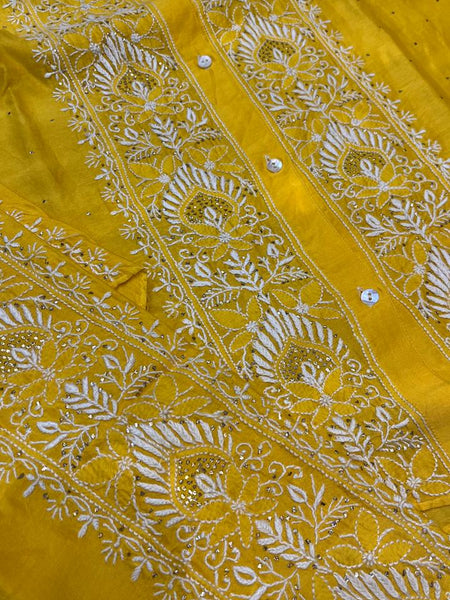 Chanderi Silk Semi-Stitched Coord Set with Elegant Mukaish Work