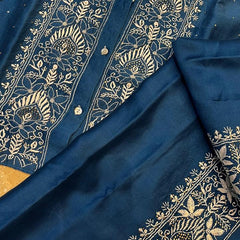 Chanderi Silk Semi-Stitched Coord Set with Elegant Mukaish Work