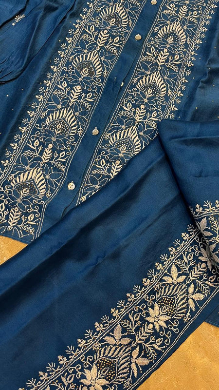 Chanderi Silk Semi-Stitched Coord Set with Elegant Mukaish Work