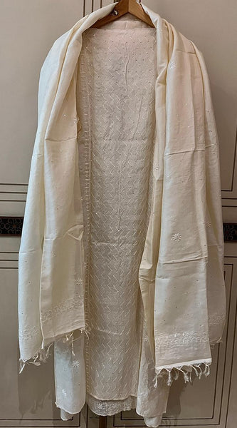 Dyeable Pure Silk Kurta Dupatta Set with Pearl, Sequin & Katdana Embellishments