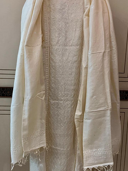 Dyeable Pure Silk Kurta Dupatta Set with Pearl, Sequin & Katdana Embellishments